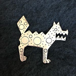 Vintage Sterling Mad Dog Pin Mexico 925